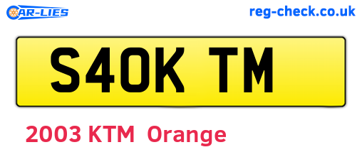 S40KTM are the vehicle registration plates.