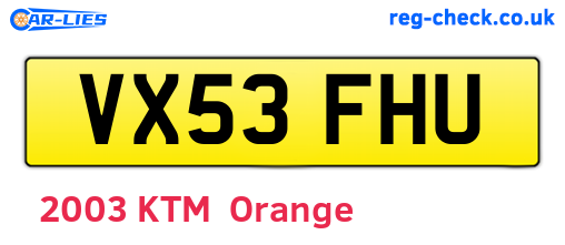 VX53FHU are the vehicle registration plates.