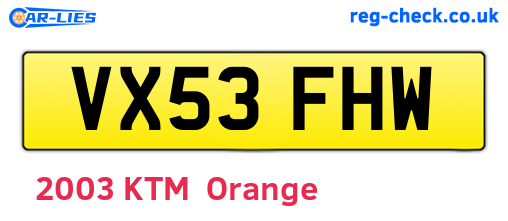 VX53FHW are the vehicle registration plates.