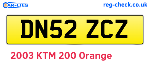 DN52ZCZ are the vehicle registration plates.