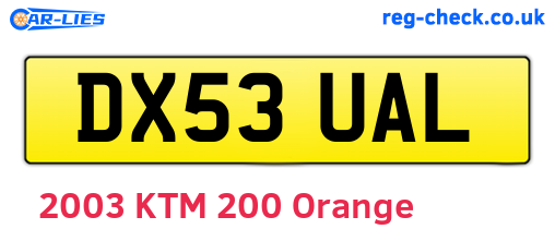 DX53UAL are the vehicle registration plates.