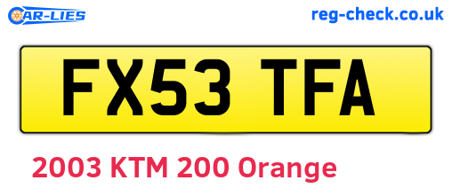 FX53TFA are the vehicle registration plates.