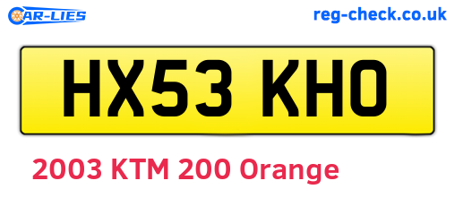 HX53KHO are the vehicle registration plates.