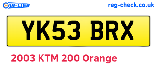 YK53BRX are the vehicle registration plates.