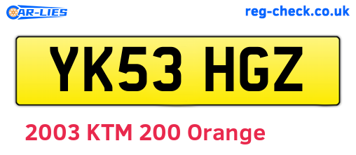 YK53HGZ are the vehicle registration plates.