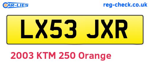LX53JXR are the vehicle registration plates.