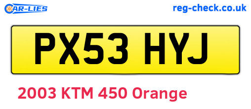 PX53HYJ are the vehicle registration plates.