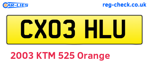 CX03HLU are the vehicle registration plates.