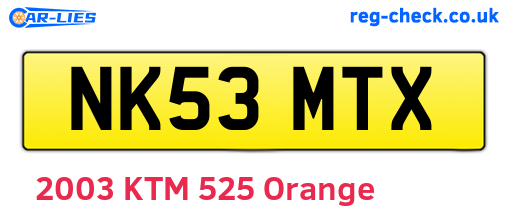 NK53MTX are the vehicle registration plates.