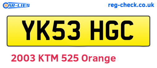 YK53HGC are the vehicle registration plates.