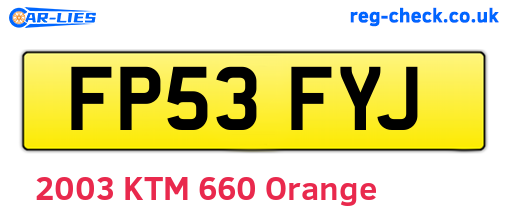 FP53FYJ are the vehicle registration plates.