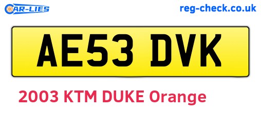 AE53DVK are the vehicle registration plates.