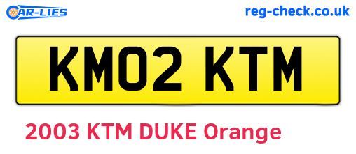 KM02KTM are the vehicle registration plates.