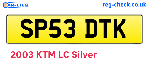 SP53DTK are the vehicle registration plates.