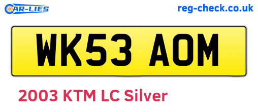 WK53AOM are the vehicle registration plates.