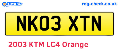 NK03XTN are the vehicle registration plates.