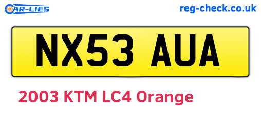 NX53AUA are the vehicle registration plates.