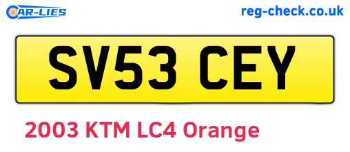 SV53CEY are the vehicle registration plates.