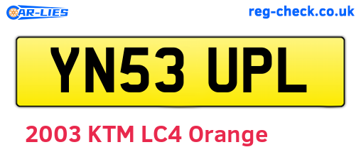 YN53UPL are the vehicle registration plates.