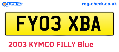 FY03XBA are the vehicle registration plates.