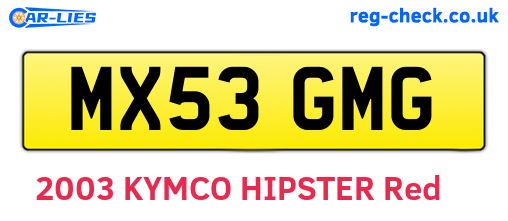 MX53GMG are the vehicle registration plates.
