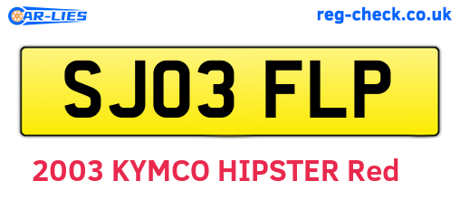 SJ03FLP are the vehicle registration plates.
