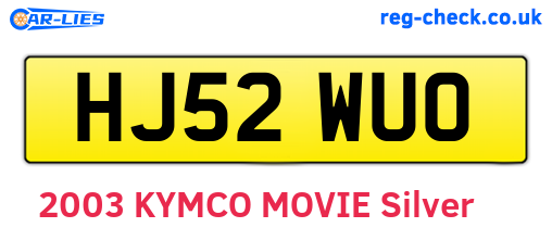 HJ52WUO are the vehicle registration plates.