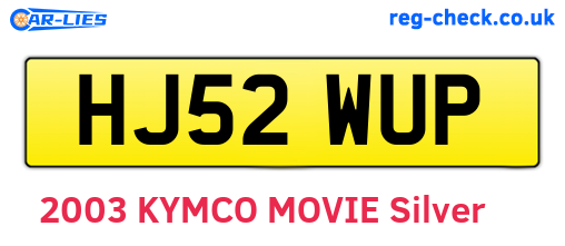HJ52WUP are the vehicle registration plates.