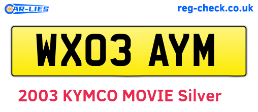 WX03AYM are the vehicle registration plates.