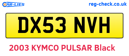 DX53NVH are the vehicle registration plates.