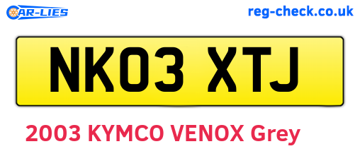 NK03XTJ are the vehicle registration plates.