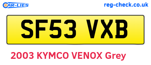 SF53VXB are the vehicle registration plates.