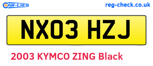 NX03HZJ are the vehicle registration plates.