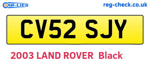 CV52SJY are the vehicle registration plates.