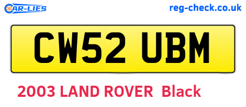 CW52UBM are the vehicle registration plates.