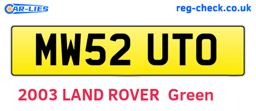 MW52UTO are the vehicle registration plates.