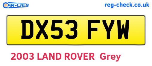 DX53FYW are the vehicle registration plates.