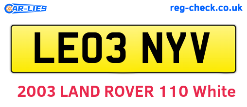 LE03NYV are the vehicle registration plates.