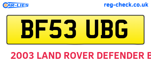 BF53UBG are the vehicle registration plates.