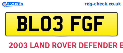 BL03FGF are the vehicle registration plates.