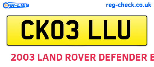 CK03LLU are the vehicle registration plates.