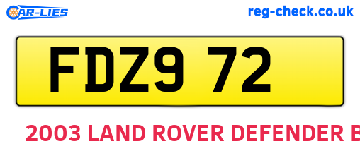 FDZ972 are the vehicle registration plates.