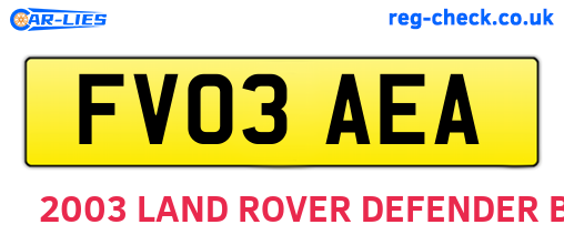 FV03AEA are the vehicle registration plates.