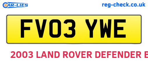 FV03YWE are the vehicle registration plates.