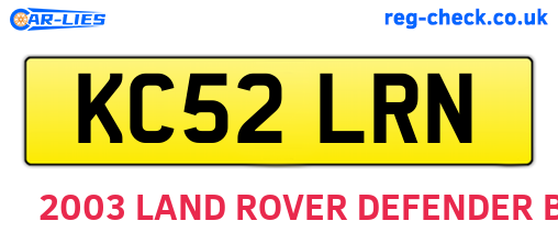 KC52LRN are the vehicle registration plates.