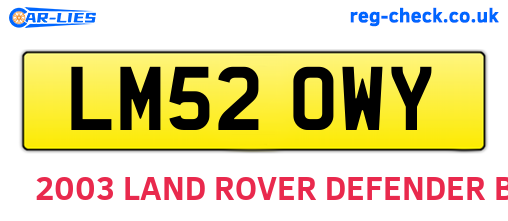 LM52OWY are the vehicle registration plates.