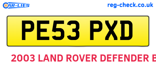 PE53PXD are the vehicle registration plates.