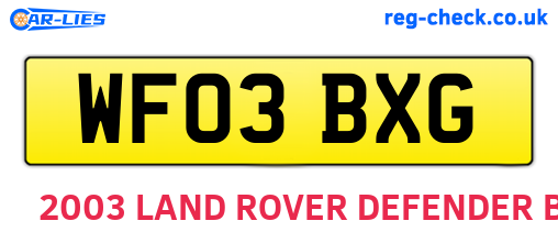WF03BXG are the vehicle registration plates.