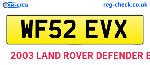 WF52EVX are the vehicle registration plates.