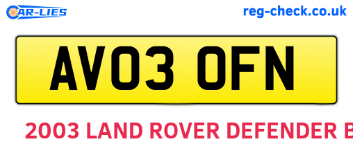 AV03OFN are the vehicle registration plates.